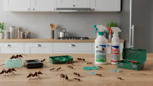 Featured image showing ant killer solutions for effective home pest control, including bait stations and gels – perfect for eliminating indoor ant infestations.