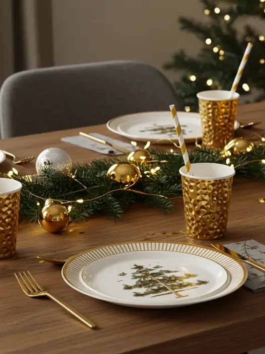 Beautiful holiday party supplies from Amazon – festive table decorations, cups, lights, and more featured on Dr Top List.