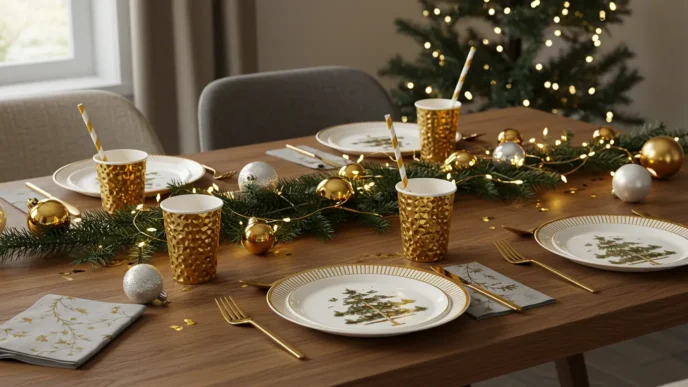 Beautiful holiday party supplies from Amazon – festive table decorations, cups, lights, and more featured on Dr Top List.