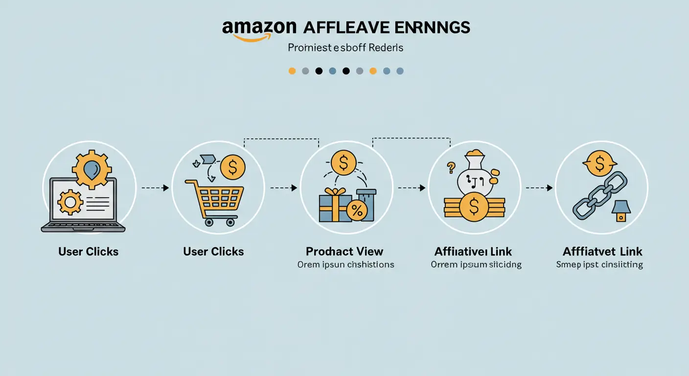 Visual explanation of how the Amazon Affiliate Program works – step-by-step earnings process in the 2026 guide.