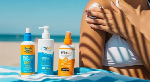 top-sunscreens-2025-flatlay-review