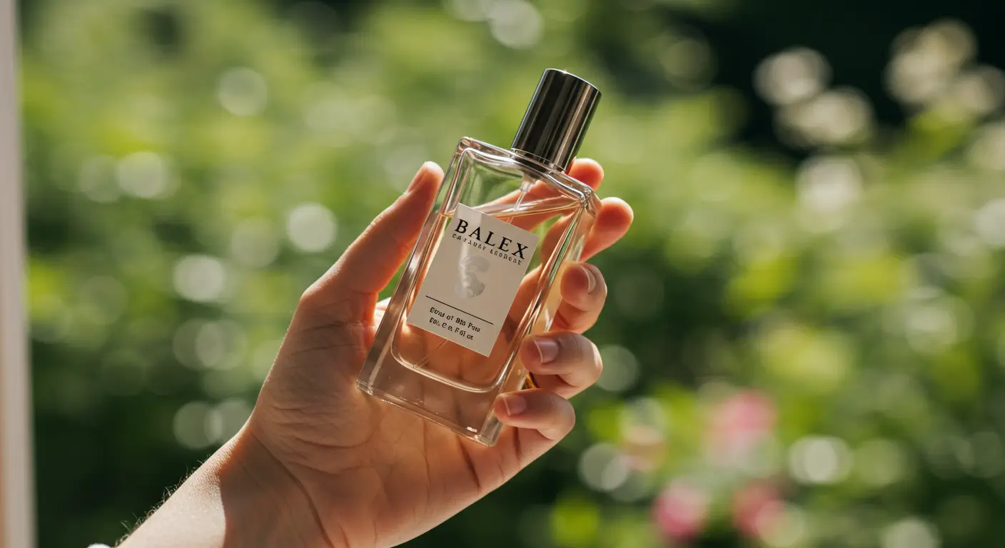 Woman holding affordable perfume bottle under natural light –Best Woman Perfumes Under $50 On Amazon by Dr Top List.